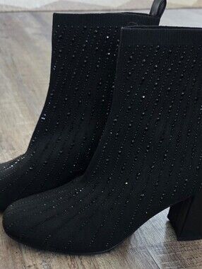 Black Embellished Knit Sock Booties By ID Required 9.5